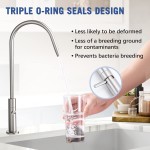 HGN Drinking Water Faucet Filtered Water Faucet Fits Most Reverse Osmosis Units or Water Filtration System in Non-Air Gap Kitchen RO Faucet SUS304 Stainless Steel Brushed Nickel