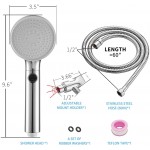 High Pressure Shower Head Hand-held with ON Off Switch Shower Head with Handheld 3-Modes Handheld Shower Head with Hose,Chrome Finish