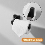 HITSLAM Matte Black Toilet Paper Holder Wall Mount Premium 304 Stainless Steel Square Toilet Paper Roll Holder for Bathroom Rustproof