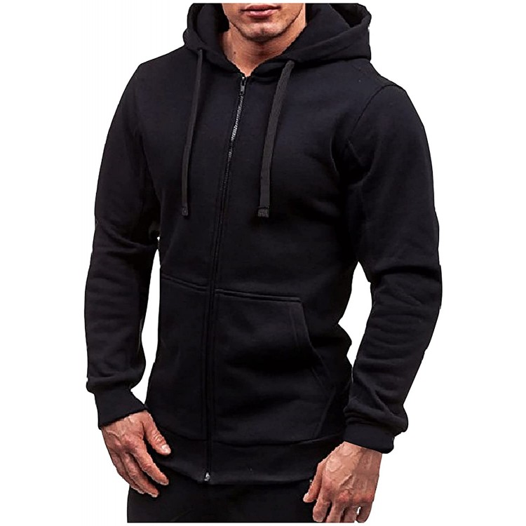 Hoodie for Men Pullover Zip Up Casual Cardigan Pullover Sweatshirts New Long-Sleeve Sweater Coat Jacket with Pocket