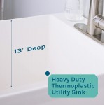 JS Jackson Supplies White Utility Sink Laundry Tub with High Arc Stainless Steel Faucet Pull Down Sprayer Spout Heavy Duty Slop Sinks for Basement Garage or Shop Free Standing Wash Station