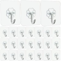 Jwxstore Wall Hooks for Hanging 33lb Max Heavy Duty Self Adhesive Hooks 24 Pack Transparent Seamless Hooks Keys Bathroom Shower Outdoor Kitchen Door Home Improvement Sticky Hook
