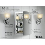 KOHLER CB-CLR1620FS Remodeler 16" W x 20" H Single Medicine Cabinet with Mirrored Door Beveled Edges Anodized Aluminum