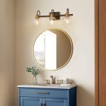 LALUZ Bathroom Light Fixtures Vanity Lights with Oil Rubbed Bronze Finish Antique Gold Socket Clear Glass Shade 22.5’’ L x 7’’ W x 9’’ H