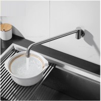 MOBINFENG Pot Filler Faucet Copper Brushed Single Cold Basin Faucet Balcony Mop Pool Extended Faucet Semi-Automatic Swing Switch Faucet