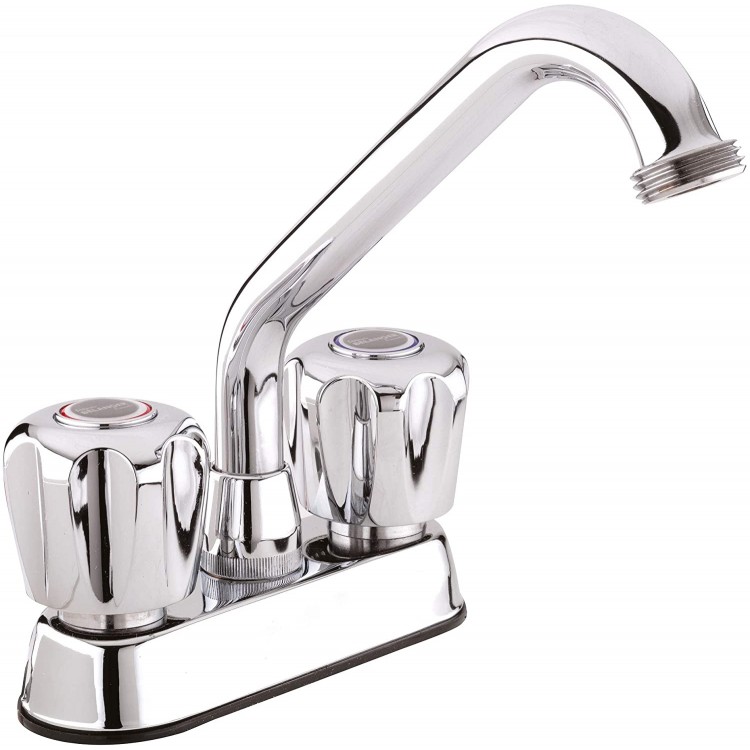 Plumb Pak 3040W Dual Handle Laundry Tub Faucet with Swivel Spout and Hose End for Utility Sink Polished Chrome