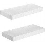 QEEIG White Floating Shelves for Bathroom Wall Shelf Bedroom Kitchen Living Room Mounted Shelving Set of 2 Small Modern Shelfs 16 inches Long 008-40W
