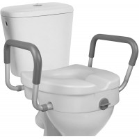 RMS Raised Toilet Seat 5 Inch Elevated Riser with Adjustable Padded Arms Toilet Safety Seat for Elongated or Standard Commode