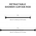 Shower Curtain Rod Tension 40-72 Inch Never Rust Non-Slip Spring Tension Curtain Rod No Drilling Stainless Steel Curtain Rod Use Bathroom Kitchen（Black）