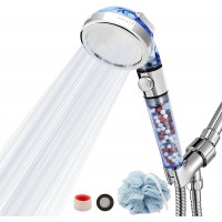 Shower Head,REHAVE Jetting Filter Shower Sprayer,High Pressure 3 Mode,Handheld Spray Showerheads for Dry Skin Hair,Handheld Filter Supercharged Large Rainfall,Purifying Filtration Mineral Stone Beads