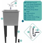 Space Saver Utility Sink by JS Jackson Supplies Pull-Out Faucet Soap Dispenser Grey Tub Chrome