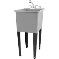Space Saver Utility Sink by JS Jackson Supplies Pull-Out Faucet Soap Dispenser Grey Tub Chrome