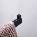 TASTOS Premium Stainless Steel Hand Towel Holder Square Hand Towel Ring Heavy Duty Wall Mounted Modern Hand Towel Bar for Bathroom Kitchen Matte Black