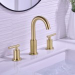 TRUSTMI 2 Handle 8 Inch Brass Bathroom Sink Faucet 3 Hole Widespread with Valve and cUPC Water Supply Hoses with Overflow Pop Up Drain Assembly Brushed Gold