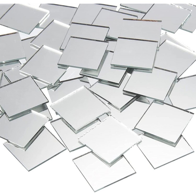 120 Pieces 1 inch Small Square Mirror Tiles for Arts and Crafts Supplies