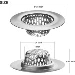 2 Pack 2.125" Top 1" Basket- Sink Strainer Bathroom Sink Utility Slop Laundry RV and Lavatory Sink Drain Strainer Hair Catcher. 1 8" Holes. Stainless Steel