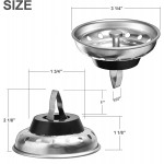 2 Pack Kitchen Sink Strainer and Stopper Combo Basket Spring Clip Replacement for Standard 3-1 2 inch Drain Stainless Steel Basket and Rod Rubber Stopper Bottom
