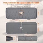 2 Pcs Sink Faucet Splash Guard Silicone Faucet Water Catcher Sink Mat,Sink Draining Pad Absorbent Mat Behind Kitchen Faucet,Rubber Drying Mat for Kitchen Bathroom RV Countertop Drip ProtectorGrey