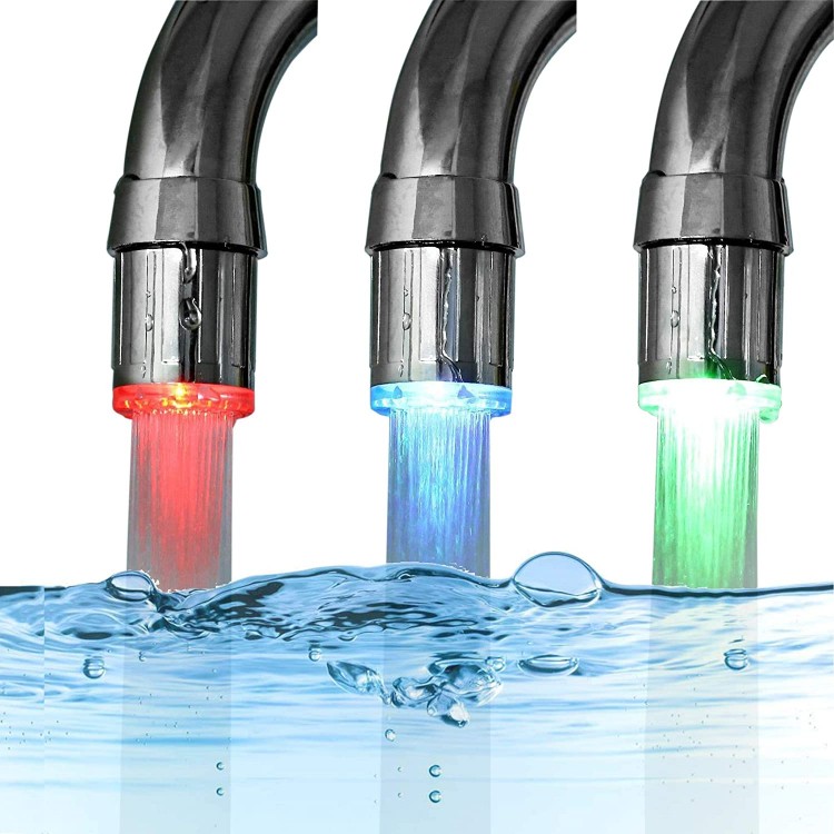 3-Color Temperature Sensitive Gradient LED Water Faucet Light Water Stream Color Changing Faucet Tap Sink Faucet For Kitchen and Bathroom