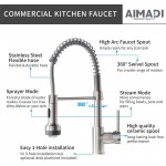 AIMADI Modern Kitchen Faucet Pull Down Sprayer,Stainless Steel Single Handle Kitchen Sink Faucet with LED Light,Brushed Nickel