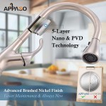 APPASO Pull Down Kitchen Faucet with Sprayer Stainless Steel Brushed Nickel Single Handle Commercial High Arc Pull Out Spray Head Kitchen Sink Faucets with Deck Plate Grifos De Cocina