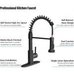 Black Kitchen Faucet Matte Black Kitchen Faucet with Pull Down Sprayer,Commercial Industrial Spring Single Handle Kitchen Sink Faucet Farmhouse Camper Laundry Utility Rv Bar Sink Faucet TDLKF026BD