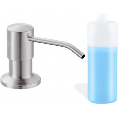 Built in Soap Dispenser for Kitchen Sink Brushed Nickel Stainless Steel Countertop Pump Head Dish Soap Hand Lotion Dispenser with Refillable 17OZ Bottle