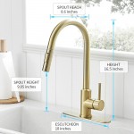 Gold Touch Kitchen Faucets with Pull Down Sprayer Brass Single Handle Automatic Kitchen Sink Faucet with Pull Out Sprayer Smart Kitchen Faucet Gold Stainless Steel Kitchen Faucet Brushed Gold