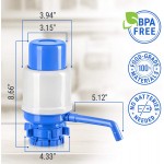 HotFrost Manual Water Pump for 5 Gallon Bottle BPA-Free Hand Pressure Drinking Dispenser Secure Fit on Crown Top Jugs 3 Tube Lengths Protective Spout Cap Cleaning Brush Food-Grade Materials
