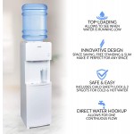Igloo IWCTL352CHWH Hot & Cold Top-Loading Water Cooler Dispenser Holds 3 & 5 Gallon Bottles Child Safety Lock Perfect for Homes Kitchens Offices Dorms White