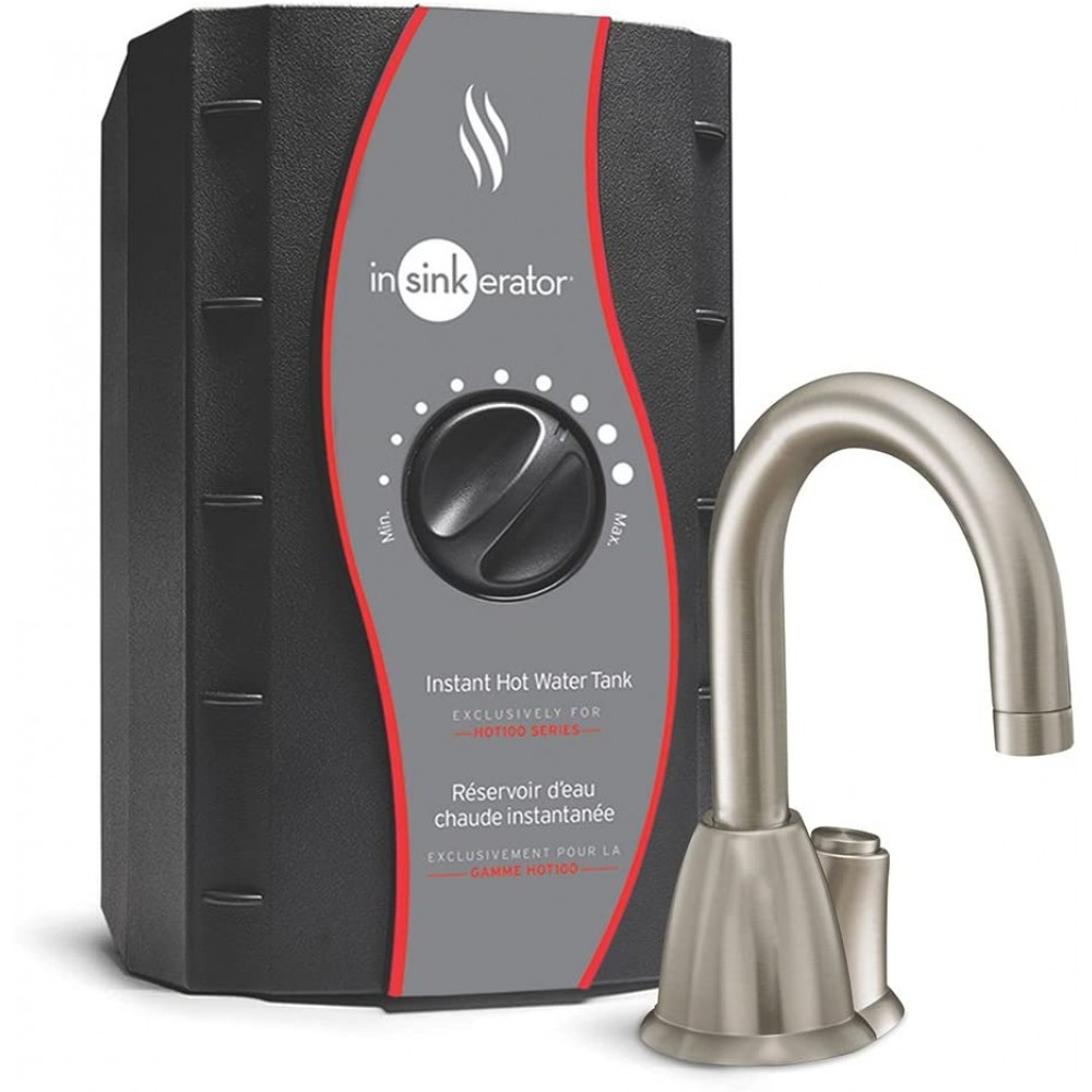 InSinkErator H-HOT100SN-SS Instant Hot Water Dispenser System with Stainless Steel Tank 1 Satin Nickel