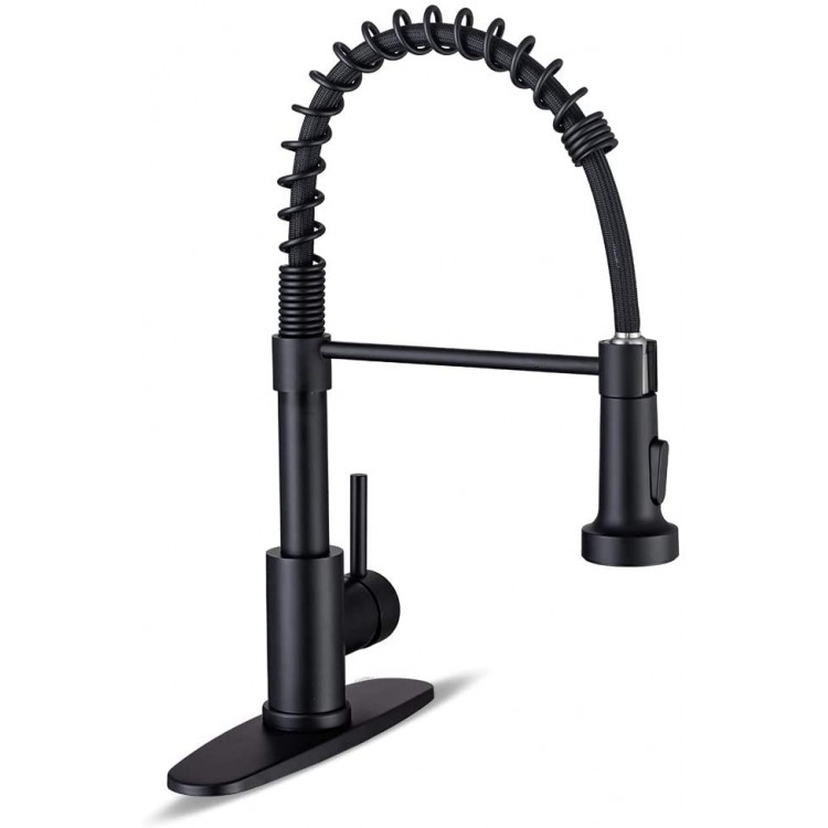 Kitchen Faucet Kitchen Faucets with Pull Down Sprayer WEWE Sus304 Stainless Steel Matte Black Industrial Single Handle One Hole Or 3 Hole Faucet for Farmhouse Camper Laundry Utility Rv Wet Bar Sinks