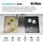 Kraus KWU110-32 Kore inch Undermount 16 Gauge Single Bowl Stainless Steel Kitchen Integrated Ledge and Accessories Pack of 5 32 Inch 32"-Workstation Sink
