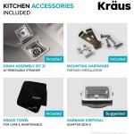 KRAUS Pax 24-inch 18 Gauge Undermount Single Bowl Stainless Steel Laundry and Utility Sink KHU24L
