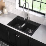 Kraus Quarza Kitchen Sink 33-Inch Equal Bowls Black Onyx Granite KGD-433B model
