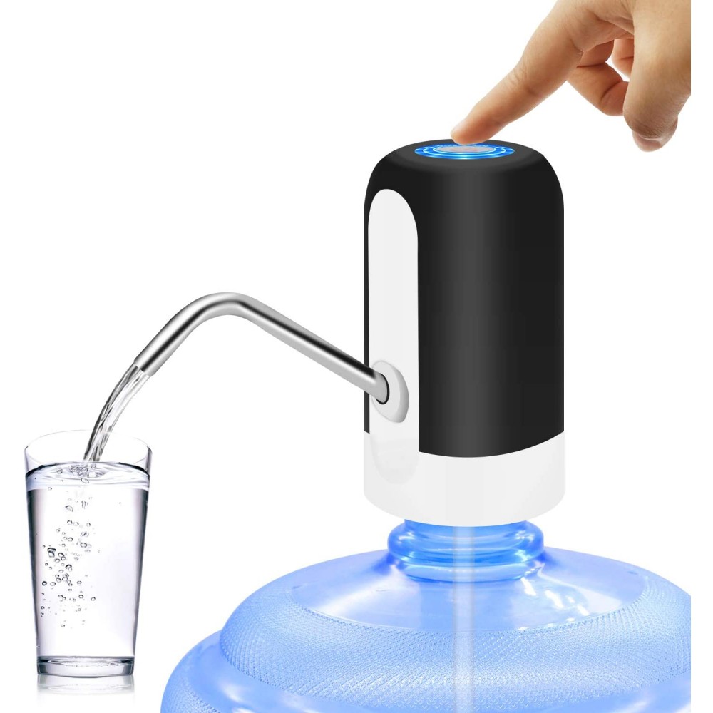 KUFUNG Portable Water Bottle Pump 5 Gallon Universal Bottle Electric Water Dispenser with Switch and USB charging for Camping Kitchen Workshop Garage Black