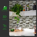 LONGKING Self-Adhesive Kitchen Backsplash Marble Look Decorative Tiles 10 Tiles Multi