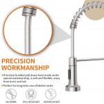 OWOFAN Kitchen Faucets Commercial Solid Brass Single Handle Single Lever Pull Down Sprayer Spring Kitchen Sink Faucet Brushed Nickel Grifos De Cocina 9009SN