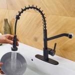 OWOFAN Kitchen Faucets with Pull Down Sprayer Solid Brass Matte Black Industrial Single Handle One Hole Or 3 Hole Faucet for Farmhouse Camper Laundry Utility Rv Wet Bar Sinks
