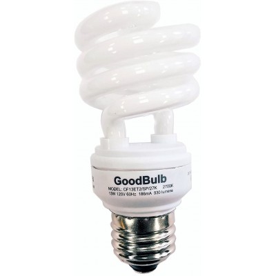 13 Watt Compact Fluorescent Bulb Warm White Light Bulb Ultra Mini Spiral CFL Light Bulbs 2700K E26 Base 6 Pack GoodBulb
