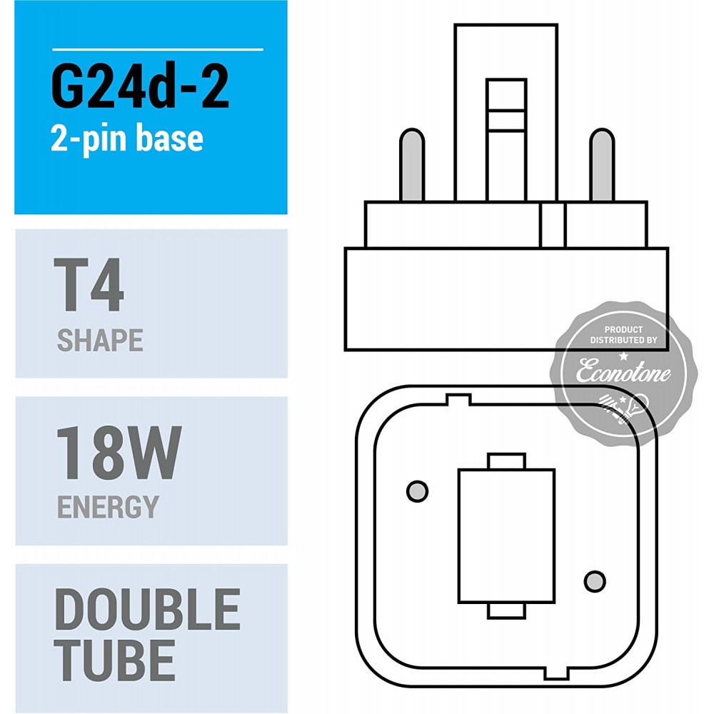 4 Pack PL18W 2U 2P 827 18-Watt Double Tube G24d-2 2 Pin Base 2700K CFL-Plug-in Replacement for Sylvania 21109 20676 CF18DD 827 ECO GE 97577 F18DBX 827 ECO Philips 383166 PL-C18W 27 USA ALTO