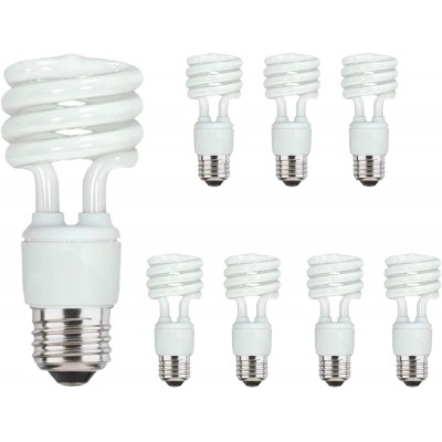 Energy Saver Light Bulbs CFL Light Bulbs Spiral Light Bulbs 13 Watt Light Bulbs Mini Twist Flourescent Light Bulb 6500K 8 Pack E26 Medium Base 120 Volt 900 Lumens
