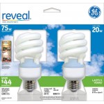 GE 75412 20-Watt CFL Spiral Reveal Light Bulb 75-Watt Equivalent 2-Pack