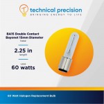 Replacement for HYBEC 120V 60W DC Light Bulb by Technical Precision 60w 120v Light Bulb Clear Halogen with Double-Contact Bayonet Base BA15D 1 Pack
