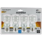 SUNLITE 00608-SU Mini Spiral CFL Light Bulb 13 Watts 60W Equivalent Medium Base E26 900 Lumens 10,000 Hour Life Span UL Listed 4 Pack 65K-Daylight 4