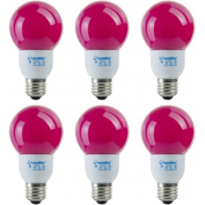 Sunlite 41511-SU Sunlite CFL G21 Colored Globe Bulb 9 Watts 40W Equivalent 120 Volts Medium E26 Base Compact Fluorescent 8,000 Hours UL Listed Pink 6 Pack