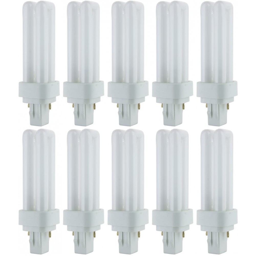 Sunlite PLD13 SP35K 10PK 3500K Neutral White Fluorescent 13W PLD Double U-Shaped Twin Tube CFL Bulbs with 2-Pin GX23-2 Base 10 Pack