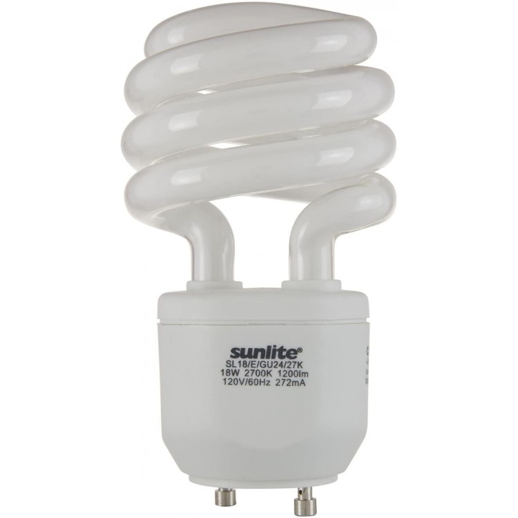 Sunlite SL18 E GU24 27K Spiral CFL Light Bulb 18 Watts 75W Equivalent GU24 Base 1250 Lumens 10,000 Hour Life Span UL Listed 1 Count Pack of 1 27K-Warm White