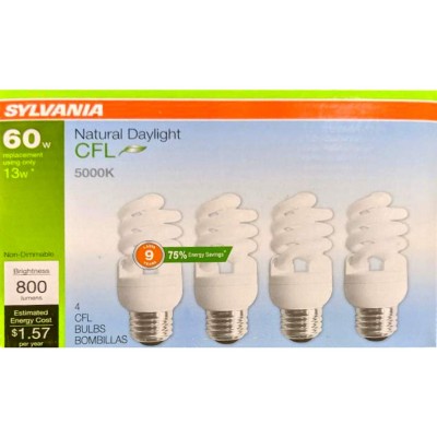 Sylvania 4-Pack 60-W Equivalent CFL Light Fixture Light Bulbs