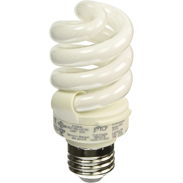 TCP 4891365k CFL Pro A Lamp 60 Watt Equivalent 13W Full Spectrum Daylight 6500K Full Spring Lamp Light Bulb